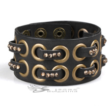 Bracelets en cuir large Cuff Design Bracelets en cuir tressé pour hommes, Bracelets en cuir creux